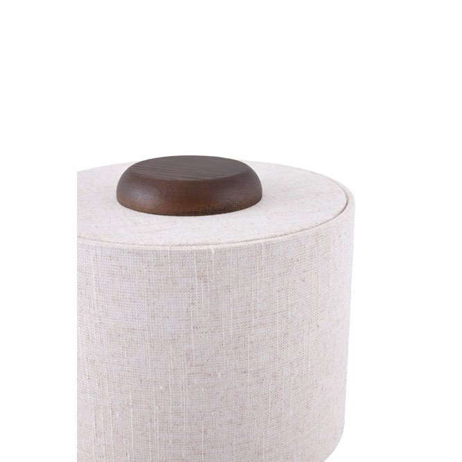 Lampa stołowa dark japandi drewniana Bosco z kremowym abażurem lnianym detal